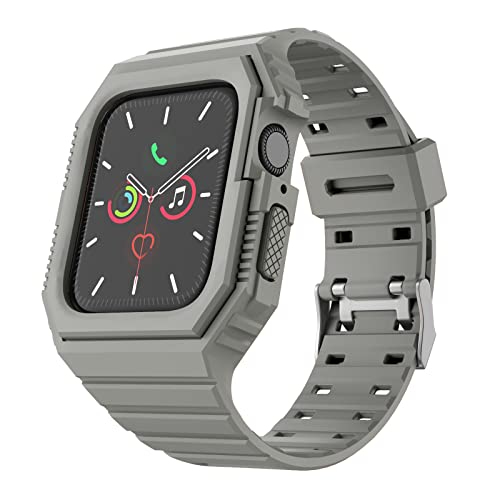 Bands Compatible with Apple Watch 44mm 40mm 42mm 38mm Series 7 6 5 4 SE 3 2 1 for Men Women with Rugged Bumper Protective Case, TPU Sport Replacement Strap