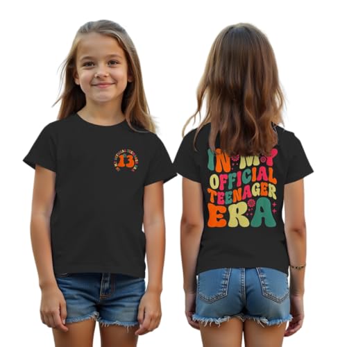 CM C&M WODRO in My Official Teenager Era Shirt for Girls 13th Birthday Party T-Shirt Kids 13 Year Old Short Sleeve Tee Tops