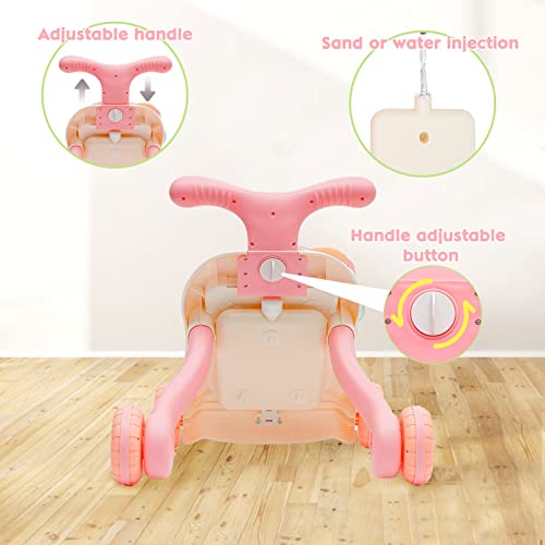 Image of 3 in 1 Baby Walker and Activity Center for Girl, Sit to Stand Learning Walk, Early Educational Push Toys with Panel for Infant Toddlers Push Toys Gifts for Girl