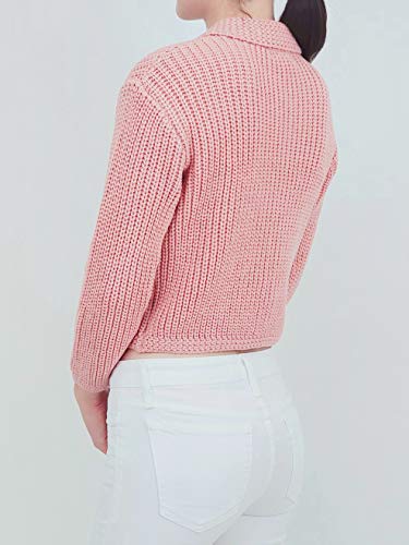 YEMAK Women's Cropped Cardigan Sweater – 3/4 Sleeve Button Down Knit Collar Casual Soft Knitted Jacket Crop Top3