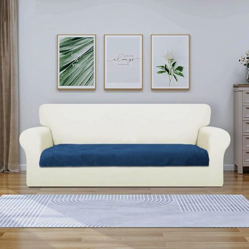 Image of Luxe Home Premium Rabbit Fur Sofa Cover 3 Seater Ultra-Soft Washable Anti-Slip Slipcover for Sofa (Teal, 68x183 cm)