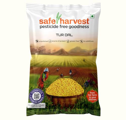 Image of Safe Harvest Unpolished Tur Dal /Arhar Dal | Pesticide-Free | Protein-Rich & Vegan | Natural & Chemical-Free | Sourced from Women Farmers | Tested for 231 Pesticides | 1 kg