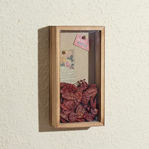 Image of Shadow Box Frame 5x10 Shadow Box Display Case with Linen Back of Awards Memorabilia Flower, Pictures, Keepsakes、Bouquet、Medals and More Photos Memory Box Long Skinny