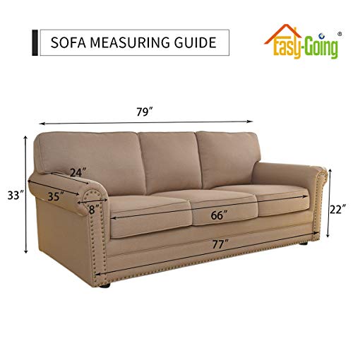 Image of Easy-Going Stretch Sofa Slipcover 1-Piece Sofa Cover Furniture Protector Couch Soft with Elastic Bottom for Kids, Polyester Spandex Jacquard Fabric Small Checks (Sofa, Greyish Green)