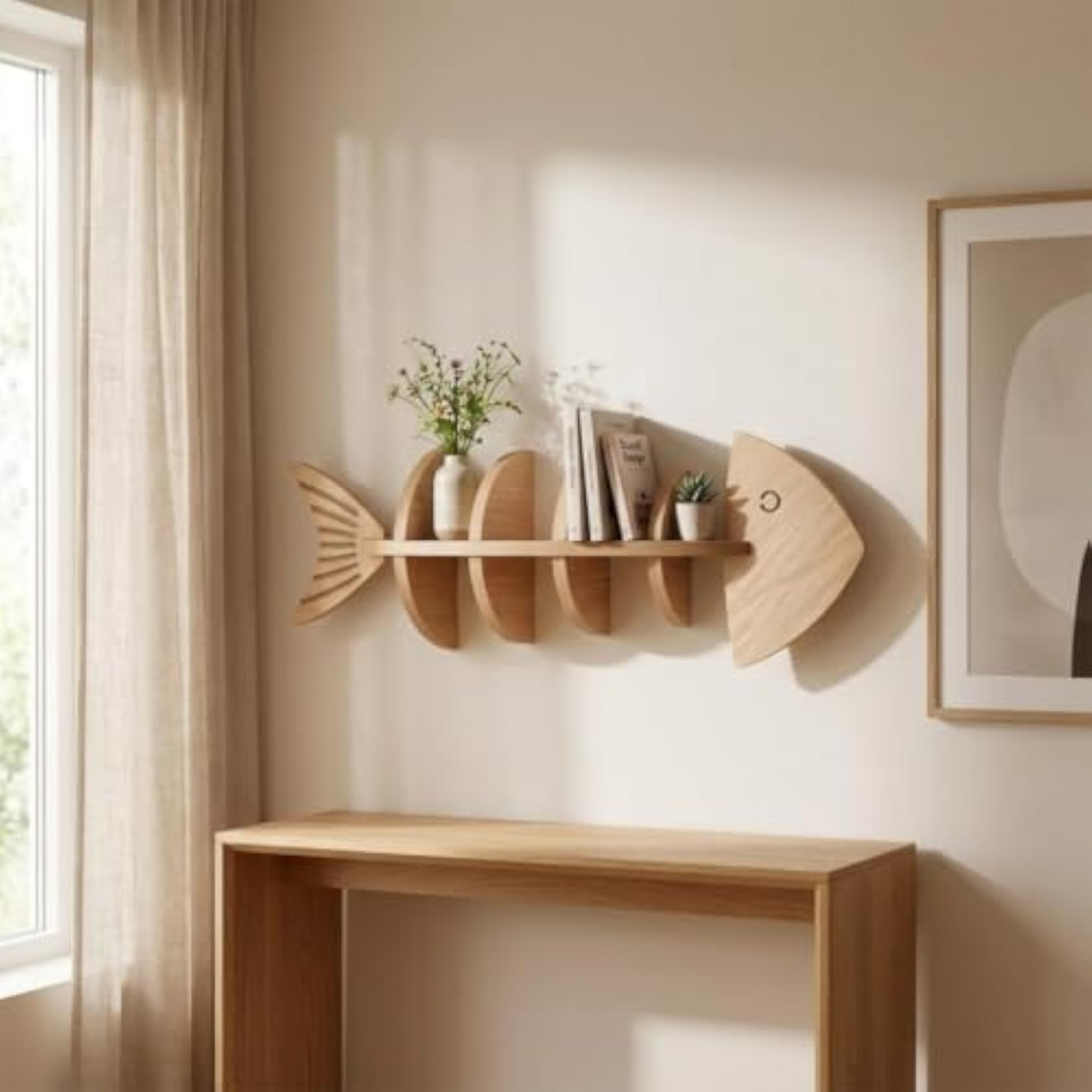 Nautical Wooden Marine Creature Wall Shelf