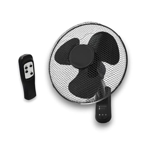 GROWMANIA Ventilador de Pared Negro con Mando a Distancia | Ventilador 45 W con 3 Velocidades y Oscilación 90º | Control Remoto