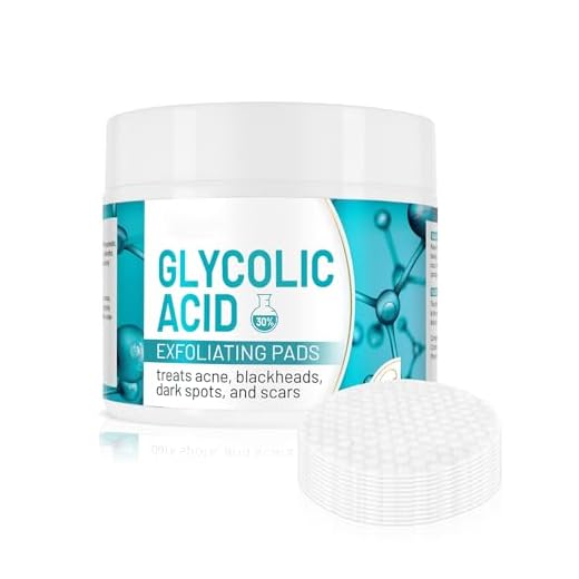 30% Glycolic Acid Pads Wipes for Skin Care Exfoliating Cleansing, Face Pore Cleaner Minimizer Acne Treatment, Chemical Peel Solution for Dark Spots, Breakouts, Scars, Reduce Wrinkle Fine Line, 50 Pads
