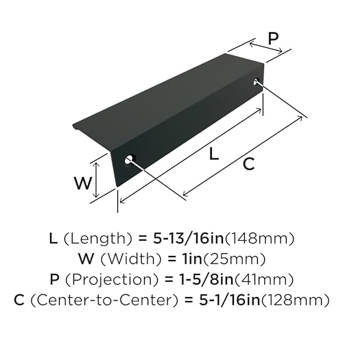 Image of Amerock | Cabinet Pull | Matte Black | 5-1 /16 inch (128 mm) Center to Center | Edge Pull | 1 Pack | Drawer Pull | Drawer Handle | Cabinet Hardware