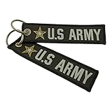 US Military And Patriotic Series Keychain Lanyard Blackout Key Tag for Auto, Motorcycle, UTV Backpack 2 Pieces Pack (Us Army)
