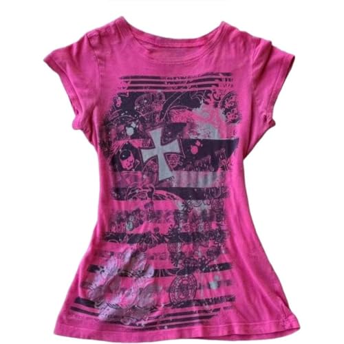 Image of Kawaii Cutecore Harajuku Vintage Y2k 2000s Tops Summer Goth Emo Alt Short Sleeve Graphic Tee