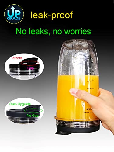 Image of Replacement 18oz Blender Cup with Sip & Seal Lid For Nutri Ninja BL450 BL456 BL480 BL482 BL640 BL642 BL682 BN751 BN801 Foodi SS101 SS151 SS351 SS401 SS400 Ninja Blender Auto IQ Blade, 2-Pack