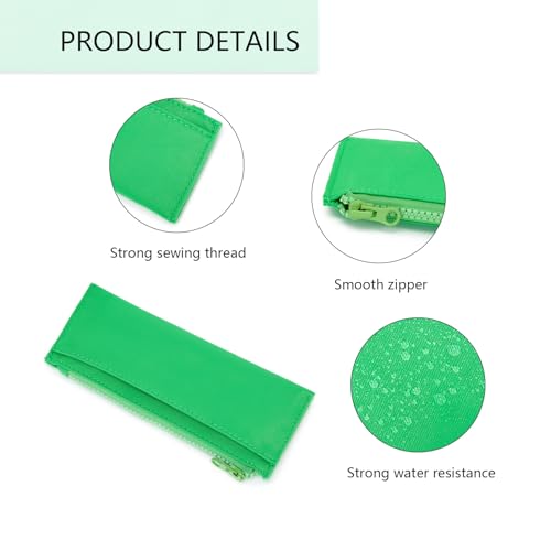 Image of Pencil Pouch for Teens School Office Supplies Pencil Case Cosmetic Bag Zipper (Grass Green)