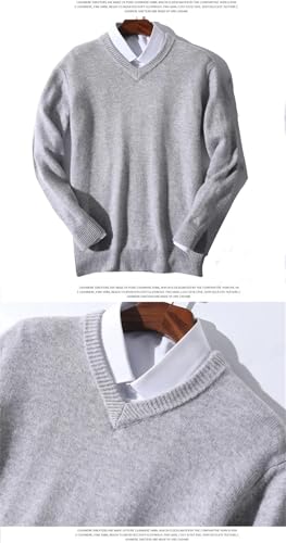 Men Cashmere Sweater V-Neck Long Sleeve Knitted Sweater Men's Loose Knitted Pullovers Jumper2