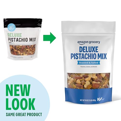 Image of Amazon Grocery, Deluxe Pistachio Mix, Roasted & Salted, 16 Oz (Previously Happy Belly, Packaging May Vary)