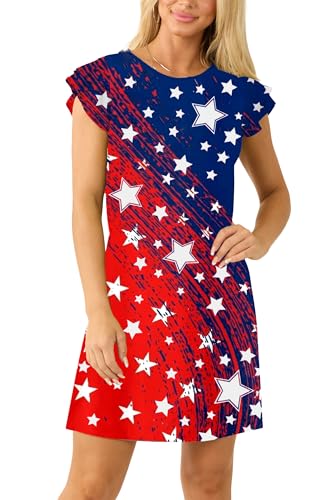 Image of AOBUTE Womens 4th of July Dress American Flag Party Dresses USA Parade Mini Dress