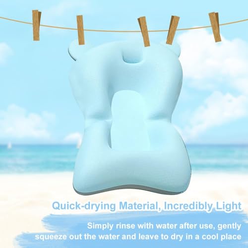 Image of Baby Bath Suspension Prevent Slip Pad, Soft Quick Dry Lightweight Cushion, Newborn Bathtub Mat, Infant Supporter Nonslip Floating Tub Seat for Assisted Sitting (Blue)