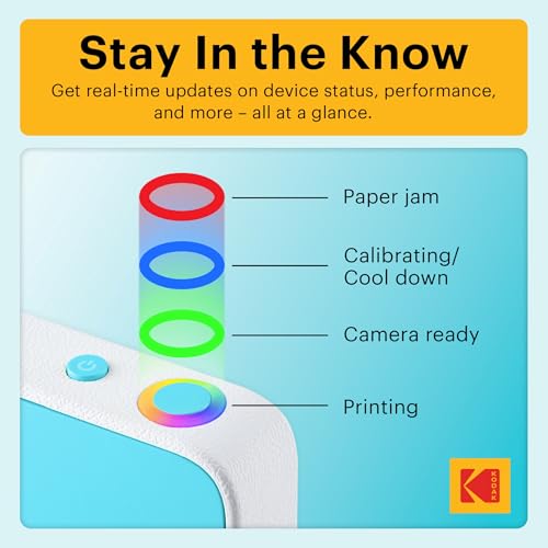 Image of Kodak Printomatic+ Full Color Instant Print Digital Camera (Blue) 75 Sheets Bundle, 10MP, RGB LED Indicator, Prints On Zink 2x3 Sticky-Back Photo Paper