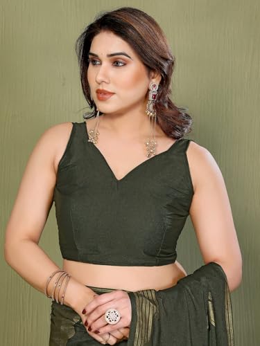 Image of Satrani Women's Shimmer Georgette Foil Printed Saree with Unstitched Blouse Piece