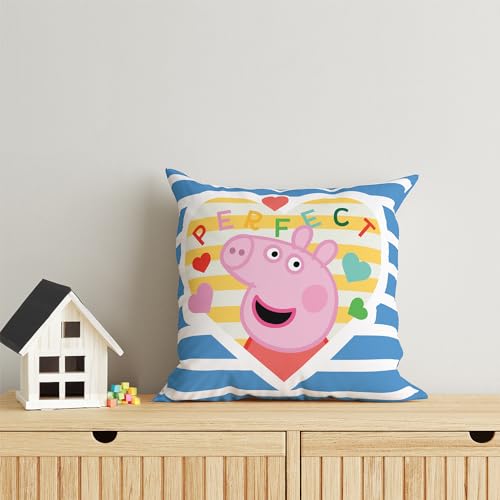 Image of Sassoon Peppa Pig Reversible Cartoon Printed Cushion Cover, Blue (Pack of 1)