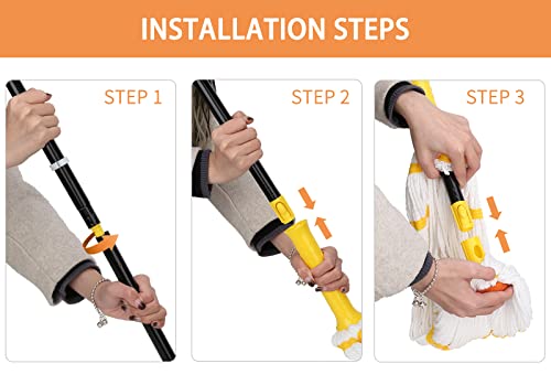Image of Self-Wringing Twist Mops with 1 Extra Refill, Microfiber Mops for Floor Cleaning with 57 inch Long Handle, Easy Wringing Floor Mop for Hardwood Commercial Household Clean (1 Handle & 2 Mop Heads)