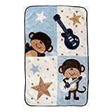 Fleece Plush Soft Throw Blanket - Lightweight Crib Blanket for Baby Bed Lounger - Fuzzy Warm Cozy Toddler Blanket for Daycare Preschool Naptime, 43' X 30' (Guitar Monkey)