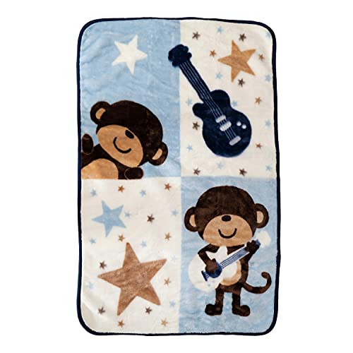Image of Fleece Plush Soft Throw Blanket - Lightweight Crib Blanket for Baby Bed Lounger - Fuzzy Warm Cozy Toddler Blanket for Daycare Preschool Naptime, 43" X 30" (Guitar Monkey)
