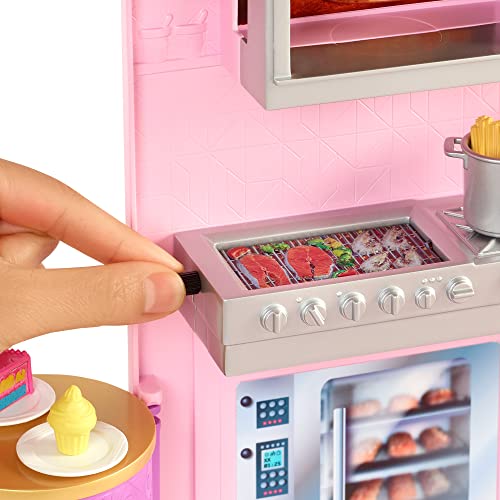 Barbie HBB91 - Cook'n Grill Restaurant Spielset, mit Köchin Puppe, Freundin und kleinem Mädchen, aufklappbar, Spielzeug… – Bild 5