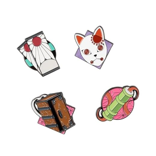 Set Pins Demon Slayer - 4 Figuras Demon Slayer, broches : Accesorio camiseta Demon Slayer | Demon Slayer Merchandising Oficial