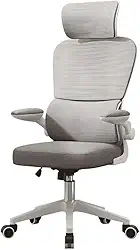 Cadeira de Escritório Design Ergonômico com Suporte Lombar Independente, Malha Respirável e Encosto de Cabeça Ajustável Genebra G500 Cinza LuvinCo