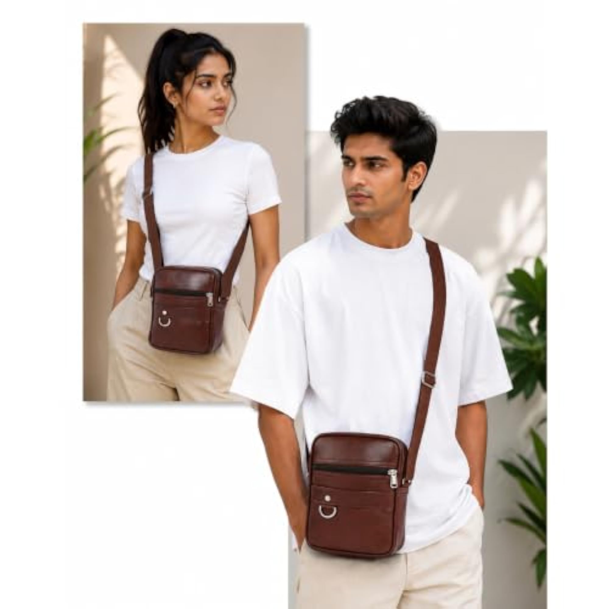 Faux Leather Sling Cross Body Shoulder Bag for Men