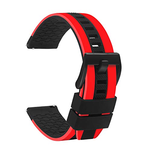 TStrap Silicone Watch Bands 20mm 22mm - Soft Rubber Watch Straps Quick Release  Waterproof Sport Watch Bands for Men Ladies - for Smartwatches Bracelet w/Black Buckle