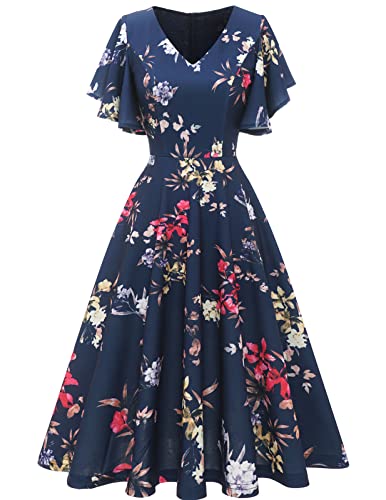 Image of Bridesmay Women's Formal Wedding Guest Dress for Women 2026 Short Sleeve Fit and Flare Tea Party Dresses