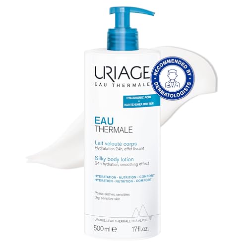 Uriage Eau Thermale Silky Moisturizing Body Lotion 500ml - With Shea Butter & Hyaluronic Acid - Intense 24h Hydration - Light Non - Greasy Texture & Lovely Floral Scent - Paraben-free