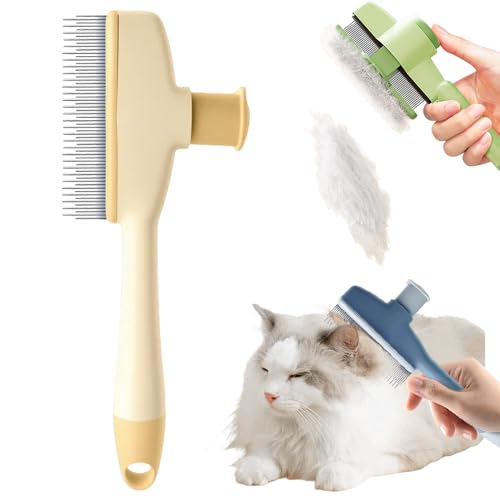 Flea Comb for Cats & Dogs, 2025 New Pet Hair Removal Comb with Release Button, Pet Grooming Brush...