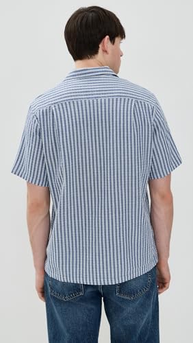 Men's Jacquard Chambray Camp Collar Shirt3