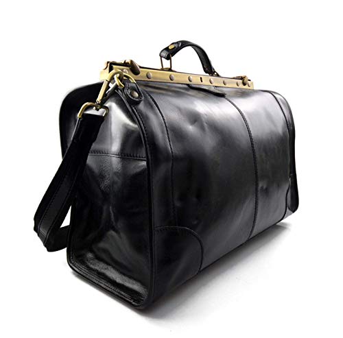 Bolso mujer y hombre de cuero negro con estética retro funcional 3