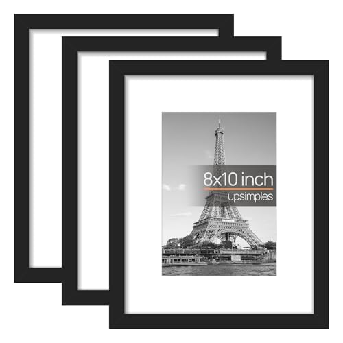 upsimples 3 Pack Black 8x10 Picture Frame, Wall Hanging Photo Frame