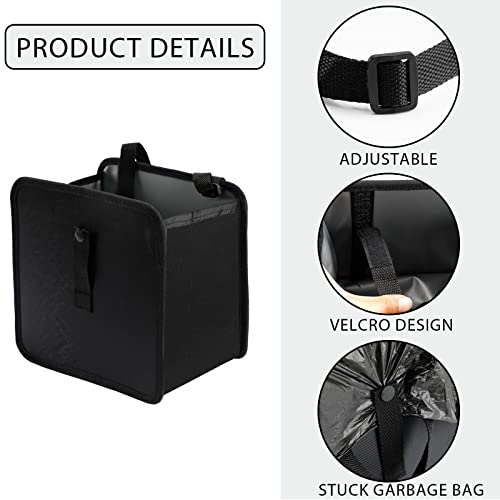 Image of Hanging Car Trash Bag, Leakproof Car Trash Bin Hanging Collapsible Portable Garbage Bag Organizer, Large Capacity Storage Bag for Vehicle (Black)