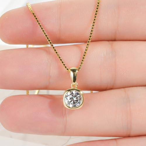 Moissanite Necklace for Women, Solitaire Pendant, D Color Round Cut 925 Sterling Silver Necklace, GRA Certified, 18+2 inch Box Chain2