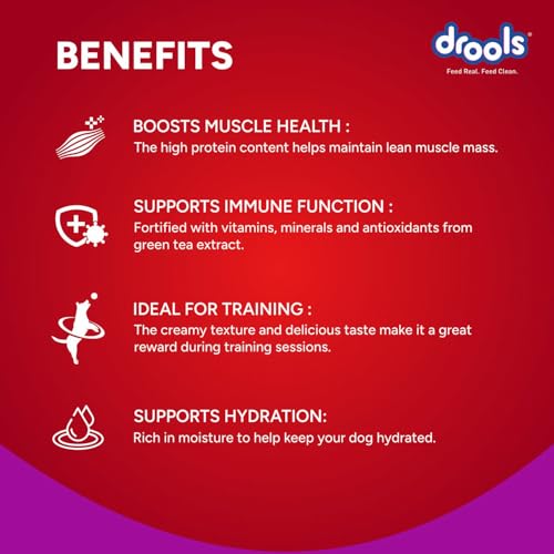 Image of Drools All Life Stages Dog Treats Creamy 5 Sticks Tasty & Nutritious Snack for All Breeds (15g x5) 75g | Strawberry Flavour | Ideal for Training | Supports Hydration | Boost Muscle Health