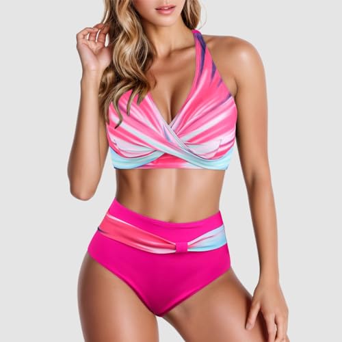 Womens Two Piece Swimsuits Wrap Front Bikini High Waisted Bottoms Tummy Control Adjustable Crisscross Bathing Suits2