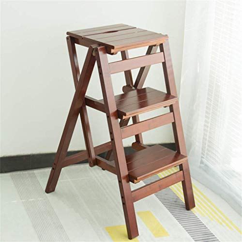 Soporte de planta de escalera de tijera con taburete de madera plegable 6
