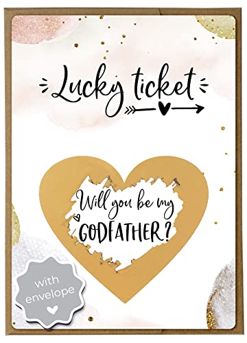 Image of Joli Coon Will You Be My Godfather Scratch Off Card with Envelope - Godfather Proposal Card - Will You Be My Godfather Gift Idea
