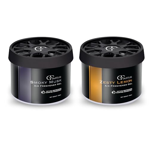 Image of Smoky Musk Gel Car Perfume | 120g Strong Fiber Air Freshener | Musk and Lemon Car Scent for Fresh Interiors | Luxury Car Accessories | Pack of 2