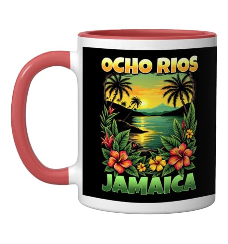 Vaso de cerámica souvenir Jamaica Ocho Rios 11oz miniatura 1