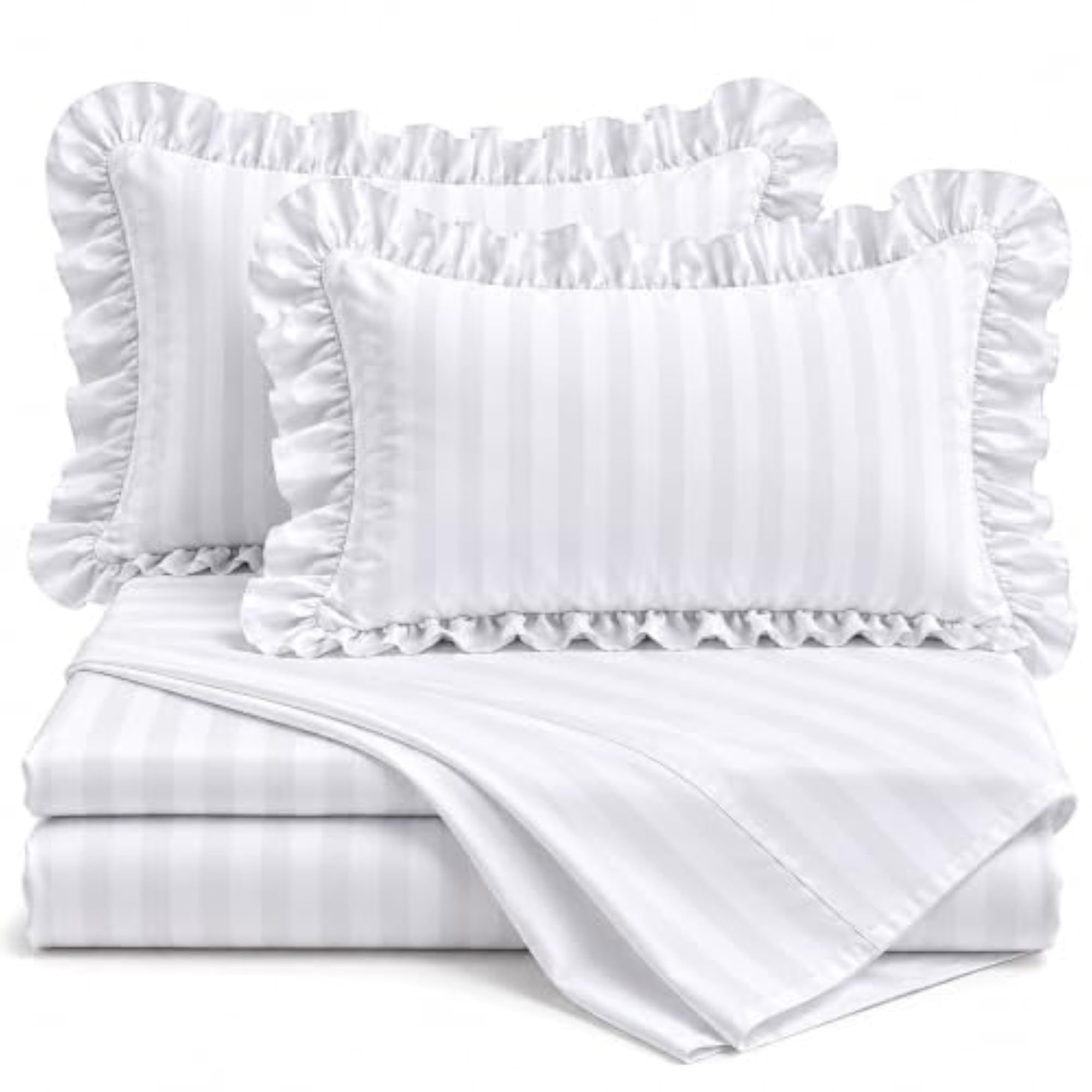 Microfiber Flat Bed Sheet with Ruffle Pillow Cover
