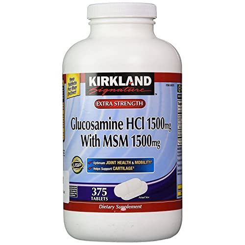 Image of Kirkland Signature Extra Strength Glucosamine Hci 1500Mg, With Msm 1500 Mg, Pack of 375-Count Tablets