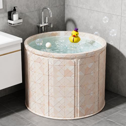 Image of YAGVIZ Bath tub for adult for bathroom Tub for Home SPA, Maintains Hot & Cold Temperature, Thickened Layer for Hot and ice bathtub,PVC Leakproof Bath Tub with Drain-pipe