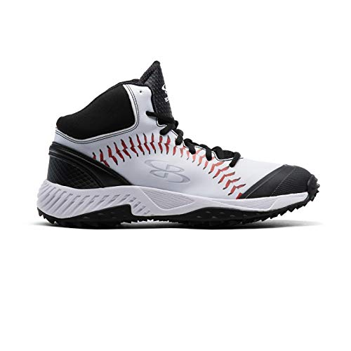 Boombah Men s Dart 3007 Stitches Mid Turf Shoes Black White Red - Size 11