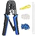 Proster RJ45 zestaw narzędzi do zaciskania z 30 modułowymi wtyczkami danych RJ45 Cat5, 30 szt. osłon, 100 szt, nylonowe opaski kablowe 15 cm i przecinak do przewodów sieciowych